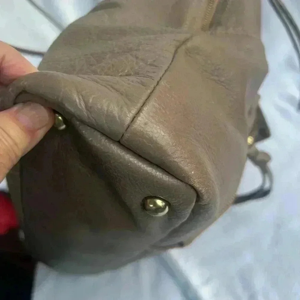 KOOBA Everette Tote Genuine Leather Purse - Taupe Color - Picture 6 of 14